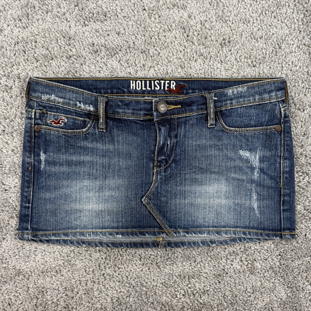 VTG Y2K Hollister Micro Mini Denim Skirt 0 Elena Gilbert Grunge Distressed